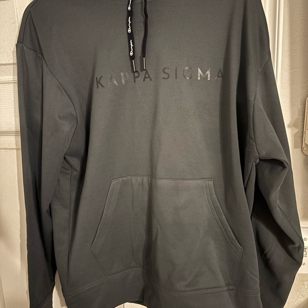 Champion Kappa Sig Charcoal Hoodie with Adjustable Hood and Soft Texture